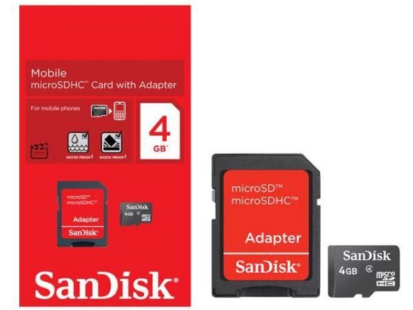 Cartão de Memória Micro SD 4GB com Adaptador SD - SanDisk