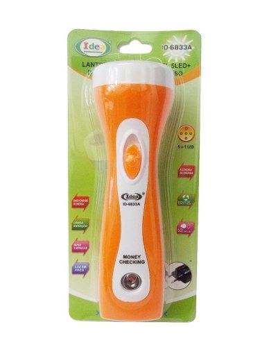 Lanterna Recarregável 5 Led + Detector De Dinheiro Falso